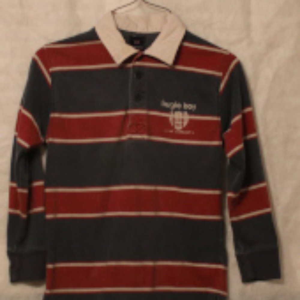 Boy's Red and Blue Bugle Boy Long Sleeve Shirt. Size 6/7.